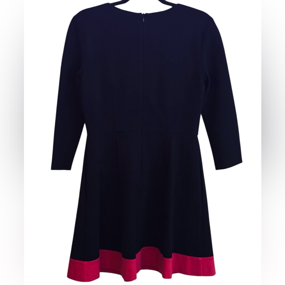 Eliza J Dress Womens 10P Blue Colorblock Fit Flare 3/4 Sleeve Knit Work Office - Picture 5 of 9